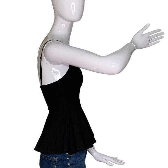 Mikey & Joey Blouse Sleeveless Peplum Black Adjustable Straps Size S - Picture 4 of 8